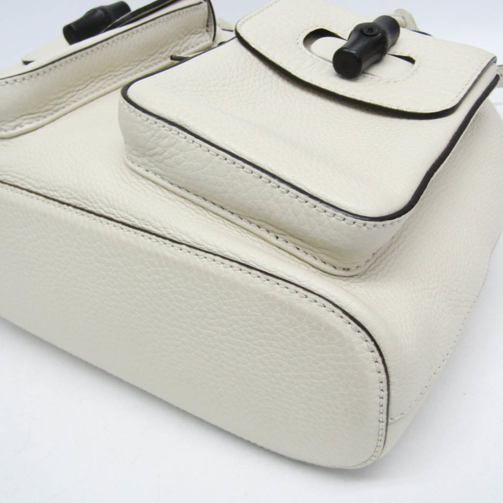 GUCCI White Leather Bamboo Backpack - Picture 5 of 16